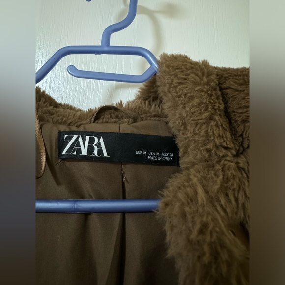 Brown Zara Faux Fur Hooded Jacket medium - Picture 5 of 5